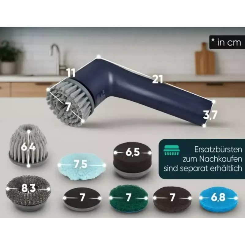 Clatronic ERB 3815 A belaidis elektrinis valymo šepetys su 8 antgaliais
