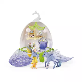 Schleich BAYALA Magical Vet Blossom – gėlės formos veterinarijos klinika ir nešiojimo dėklas su fėja Sera ir Pegasu