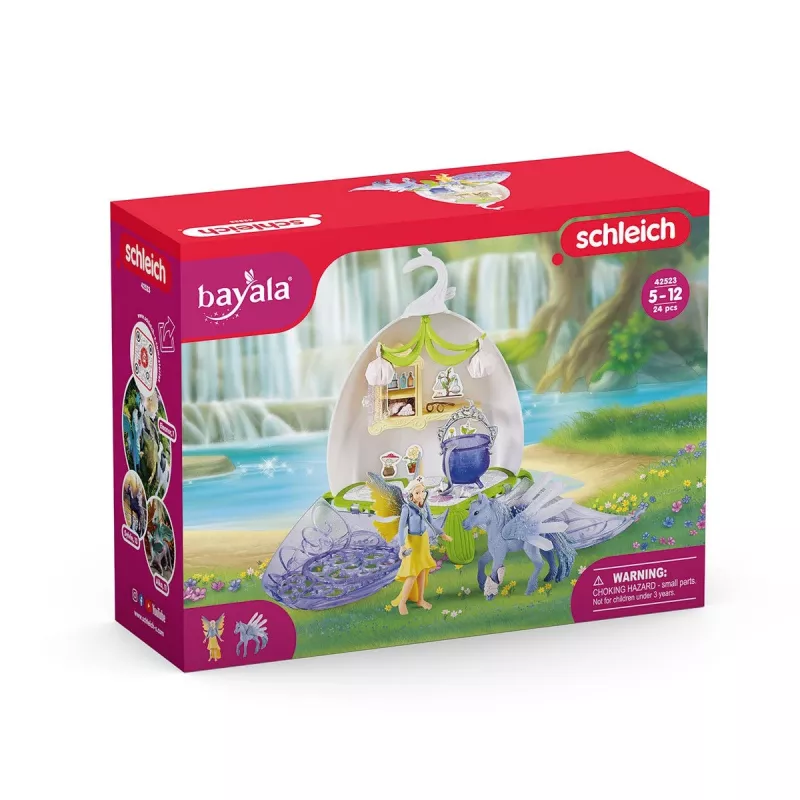 Schleich BAYALA Magical Vet Blossom – gėlės formos veterinarijos klinika ir nešiojimo dėklas su fėja Sera ir Pegasu