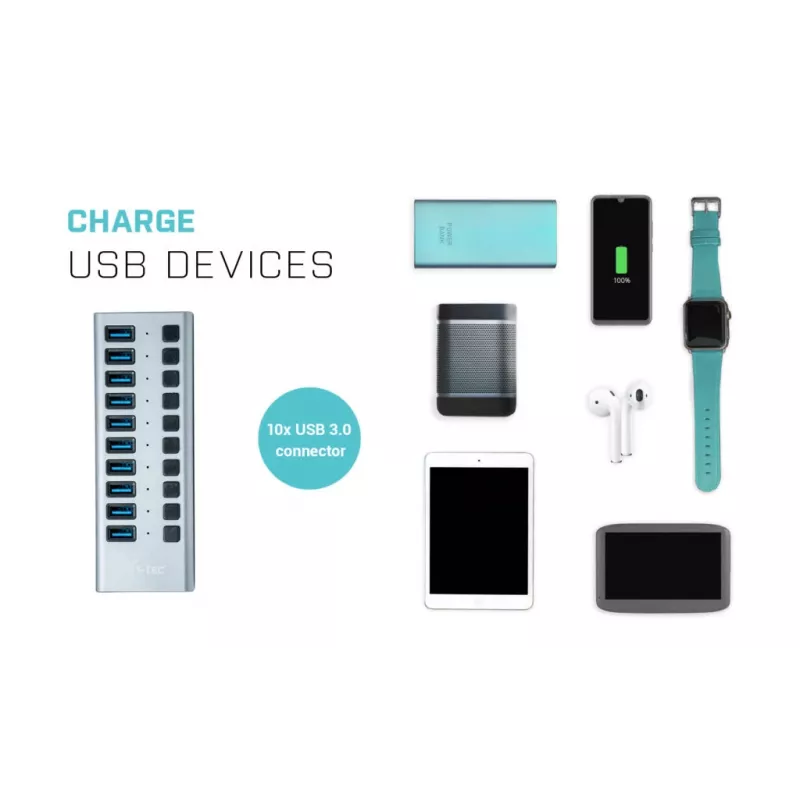 i-tec USB 3.0 įkrovimo stotelė 10 prievadų su 48 W maitinimo adapteriu