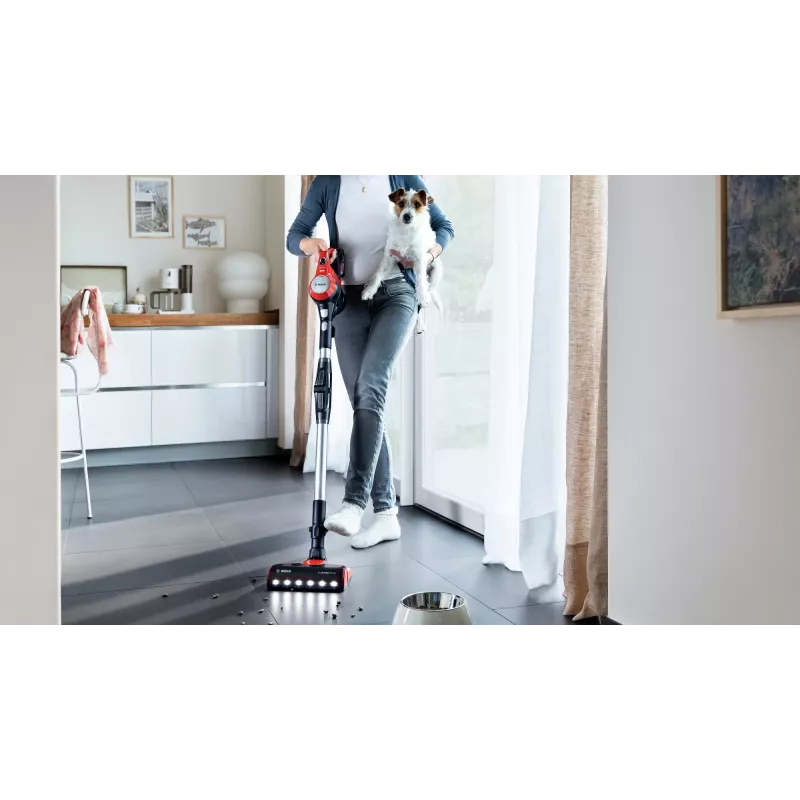 Bosch BCS711PET belaidis siurblys / elektrinis šluotuvas, akumuliatorinis, be maišelio, 0,3 l, juoda, raudona, 3 Ah