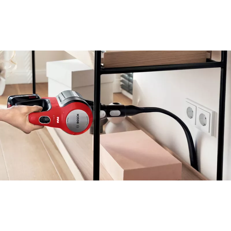 Bosch BCS711PET belaidis siurblys / elektrinis šluotuvas, akumuliatorinis, be maišelio, 0,3 l, juoda, raudona, 3 Ah