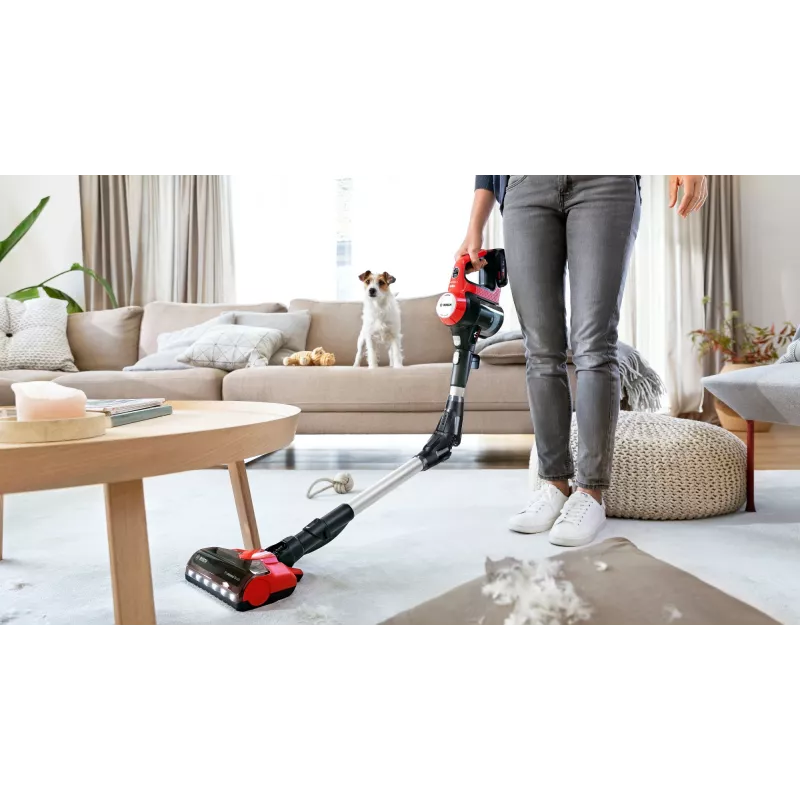 Bosch BCS711PET belaidis siurblys / elektrinis šluotuvas, akumuliatorinis, be maišelio, 0,3 l, juoda, raudona, 3 Ah