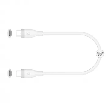 USB-C į USB-C įkrovimo ir duomenų kabelis j5create JUCX17W, 60 W, skystas silikonas, 1,8 m, baltas