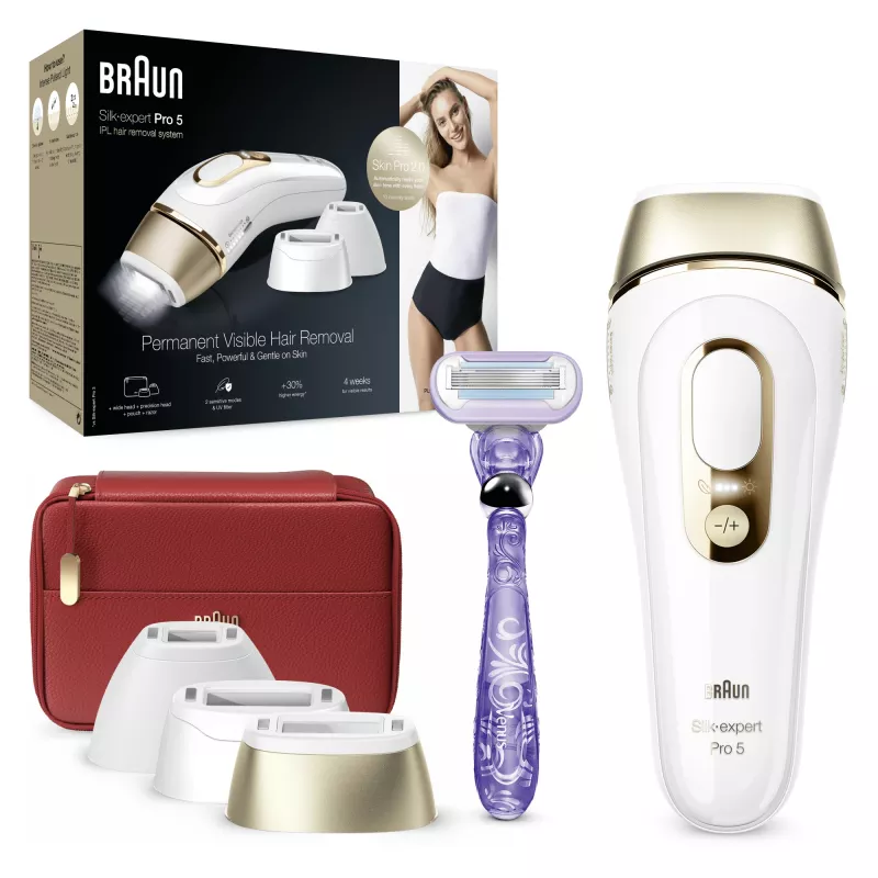 Braun Silk·expert Pro 5 PL5267 IPL plaukų šalinimo prietaisas, auksinė, balta
