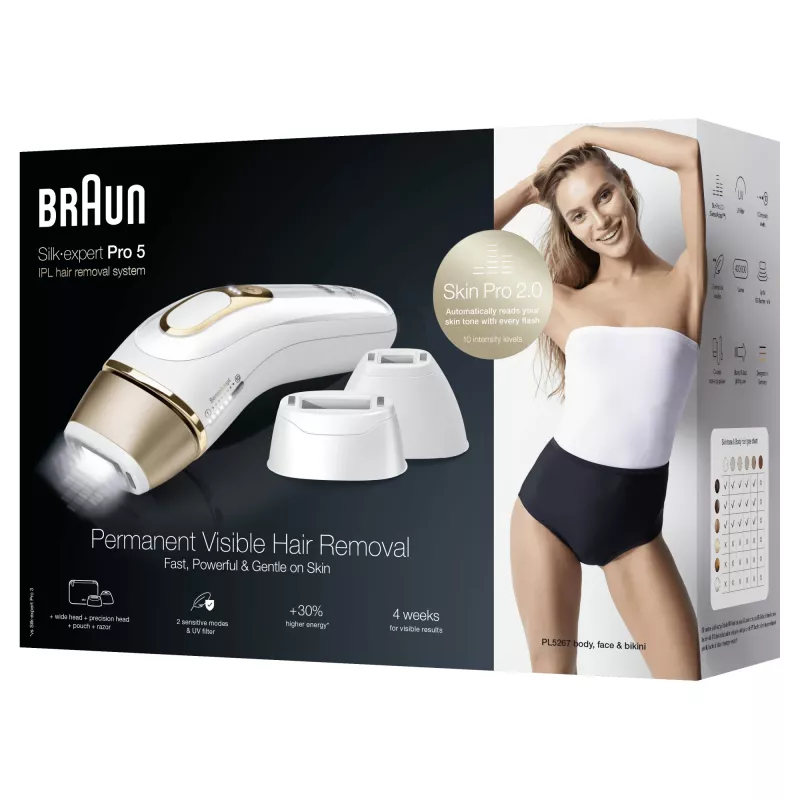 Braun Silk·expert Pro 5 PL5267 IPL plaukų šalinimo prietaisas, auksinė, balta