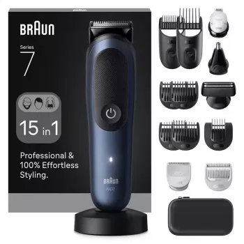 BRAUN All-in-One AIO7580 elektrinis skustuvas ir kirpimo mašinėlė, belaidis, šlapiam ir sausam naudojimui, 120 min veikimo, 21 ilgio pakopa, visam kūnui