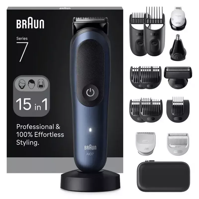 BRAUN All-in-One AIO7580 elektrinis skustuvas ir kirpimo mašinėlė, belaidis, šlapiam ir sausam naudojimui, 120 min veikimo, 21 ilgio pakopa, visam kūnui