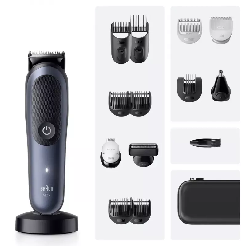 BRAUN All-in-One AIO7580 elektrinis skustuvas ir kirpimo mašinėlė, belaidis, šlapiam ir sausam naudojimui, 120 min veikimo, 21 ilgio pakopa, visam kūnui