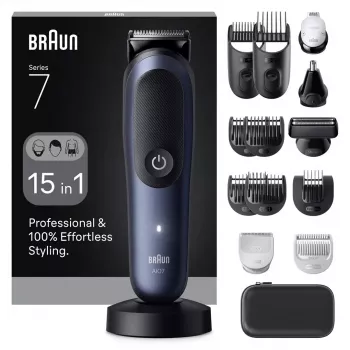 BRAUN All-in-One AIO7580 elektrinis skustuvas ir kirpimo mašinėlė, belaidis, šlapiam ir sausam naudojimui, 120 min veikimo, 21 ilgio pakopa, visam kūnui