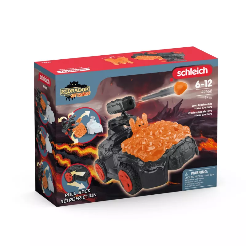 Schleich ELDRADOR CREATURES Lava CrashMobile Mini Creature – trinties varomas žaislinis automobilis su lavos šarvais