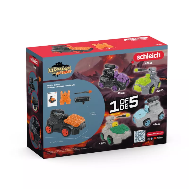 Schleich ELDRADOR CREATURES Lava CrashMobile Mini Creature – trinties varomas žaislinis automobilis su lavos šarvais