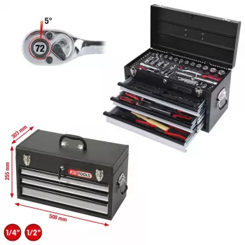 Mechaniko įrankių rinkinys KS Tools 918.0200 99 įrankiai Chromio-vanadžio plienas
