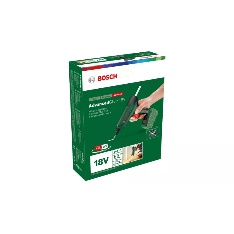 Klijų pistoletas Bosch AdvancedGlue 18V belaidis, 11 mm klijų lazdelėms