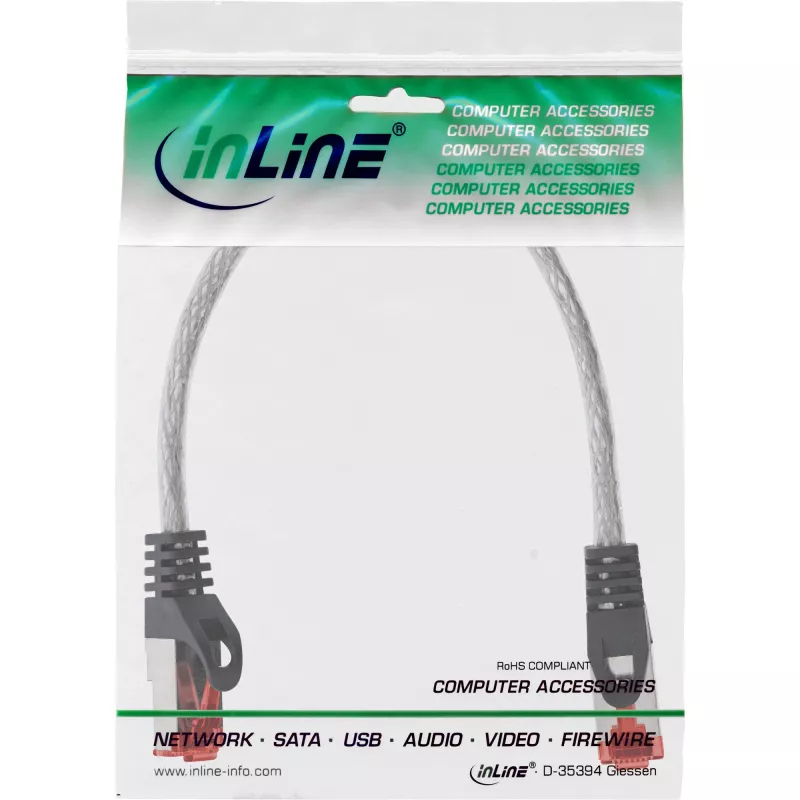 InLine S/FTP PiMF Cat6 250 MHz RJ-45–RJ-45 PVC skaidrus 0,25 m jungiamasis kabelis
