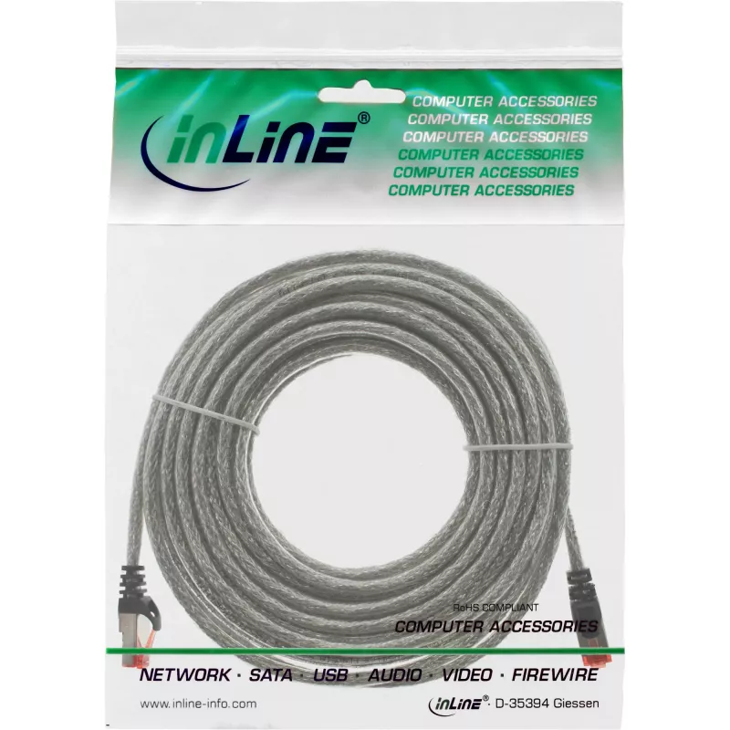 Pataisos laidas InLine S/FTP PiMF Cat.6 250MHz varis PVC skaidrus 20 m