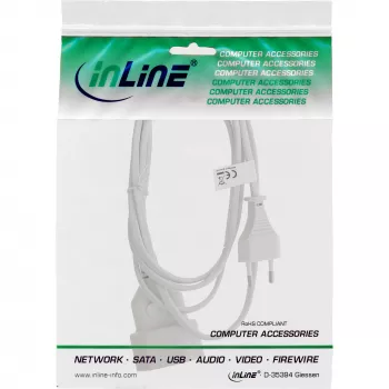 Prailginimo laidas InLine 16681W, H03VVH2-F, CEE7/16 – CEE7/16, 1 m, 250 V 2,5 A, baltas