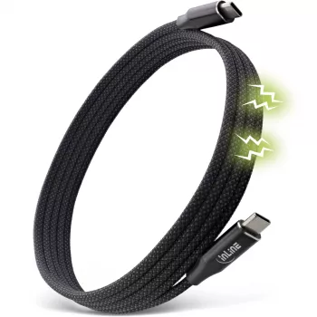 InLine Magnetic USB-C laidas, USB-C kištukas/kištukas, 100W, juodas, 1m