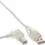InLine USB 2.0 kabelis kairėn lenktas Type A kištukas / B kištukas permatomas 0,5 m