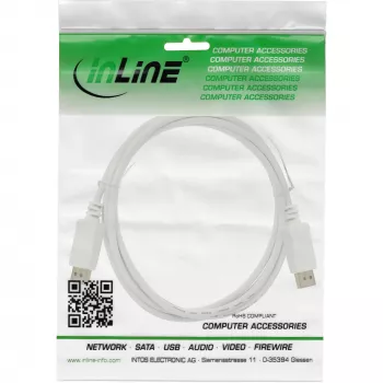 DisplayPort kabelis InLine 17255W, 0,5 m, DisplayPort–DisplayPort, baltas