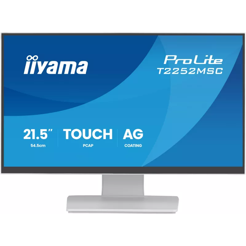 Monitorius IIYAMA ProLite T2252MSC-W2AG 21,4 col. (54,5 cm) Full HD 1920x1080 LCD liečiamasis, 5 ms, USB 3.2 šakotuvas, garsiakalbiai, VESA, baltas
