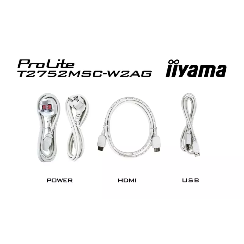 27 colių IIYAMA ProLite T2752MSC-W1AG liečiamasis LCD monitorius 1920x1080 Full HD baltas, 5 ms, USB 3.2 Gen1, garsiakalbiai, VESA
