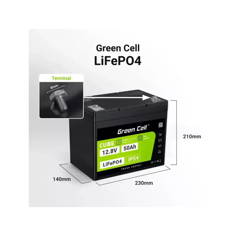 UPS baterija Green Cell LFPGC12V50AH LiFePO4 12V 50Ah 640Wh, 75A iškrova