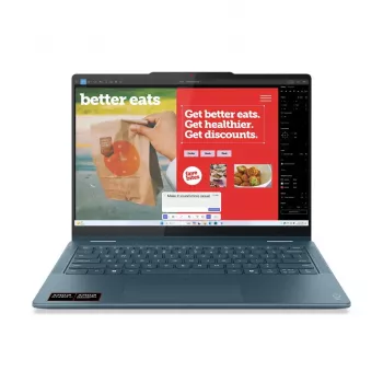 Nešiojamas kompiuteris 2-in-1 Lenovo Yoga 7 14 colių OLED Touch, Ryzen AI 5 340, 16 GB LPDDR5, 512 GB SSD, Radeon 840M, 70 Wh, Tidal Teal
