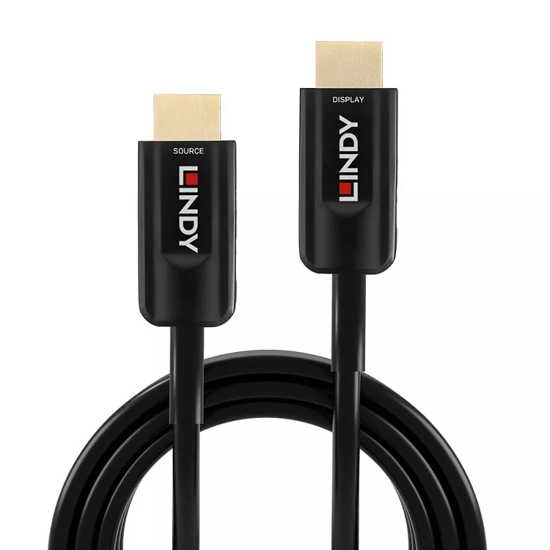 Lindy 10m Fibre Optic Hybrid Ultra High Speed HDMI laidas, 10 m, HDMI A tipo (standartinis), HDMI A tipo (standartinis), 48 Gbit/s, garso grįžtamasis kanalas (ARC), juoda