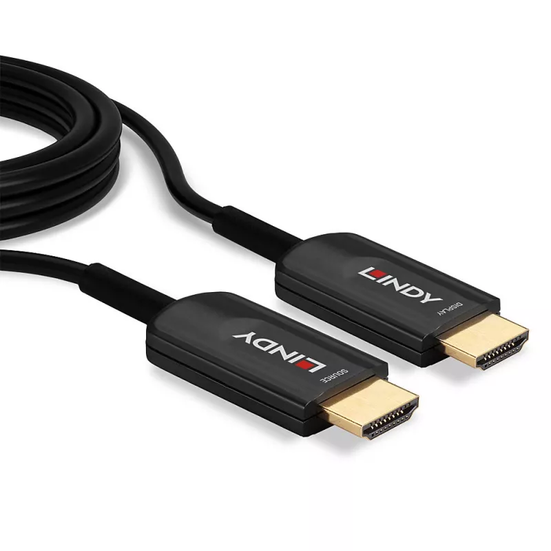 Lindy 10m Fibre Optic Hybrid Ultra High Speed HDMI laidas, 10 m, HDMI A tipo (standartinis), HDMI A tipo (standartinis), 48 Gbit/s, garso grįžtamasis kanalas (ARC), juoda