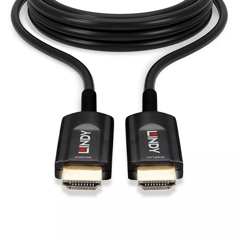 Lindy 10m Fibre Optic Hybrid Ultra High Speed HDMI laidas, 10 m, HDMI A tipo (standartinis), HDMI A tipo (standartinis), 48 Gbit/s, garso grįžtamasis kanalas (ARC), juoda
