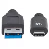 Manhattan USB-C į USB-A laidas, 1 m, Vyriškas į Vyrišką, 10 Gbps (USB 3.2 Gen2), 3A (greitas įkrovimas), SuperSpeed+ USB, Juodas, Viso gyvenimo garantija