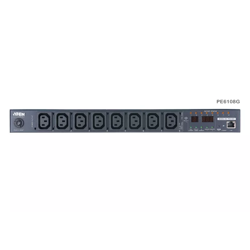 ATEN PE6108G 1U 8 lizdų C13 stebimas PDU su C20 kištuku 10A + nemokama Eco PDU Manager programinė įranga