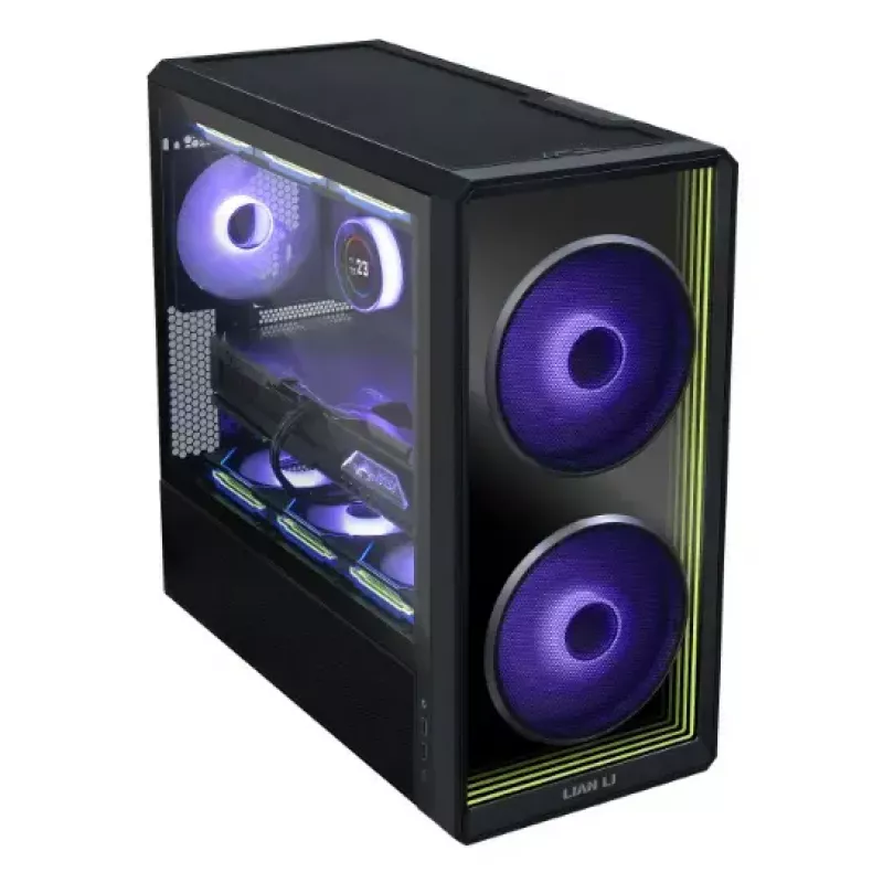 PC korpusas Lian Li Lancool 217 INF Midi Tower — Juodas, EATX/ATX/Micro-ATX/Mini-ITX, 2x120 mm priekyje, 1x140 mm gale, 1×3,5 colio + 8×2,5 colio, grūdintas stiklas