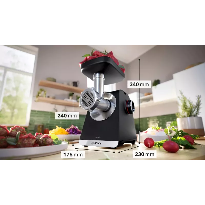 Bosch Serie 6 mėsmalė 2100 W, juoda, sidabrinė