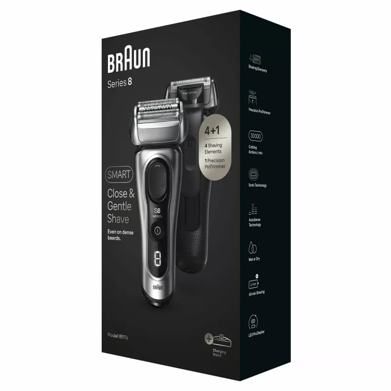 Braun Series 8 8517s elektrinis skustuvas – šlapiam ir sausam skutimui, sidabrinis