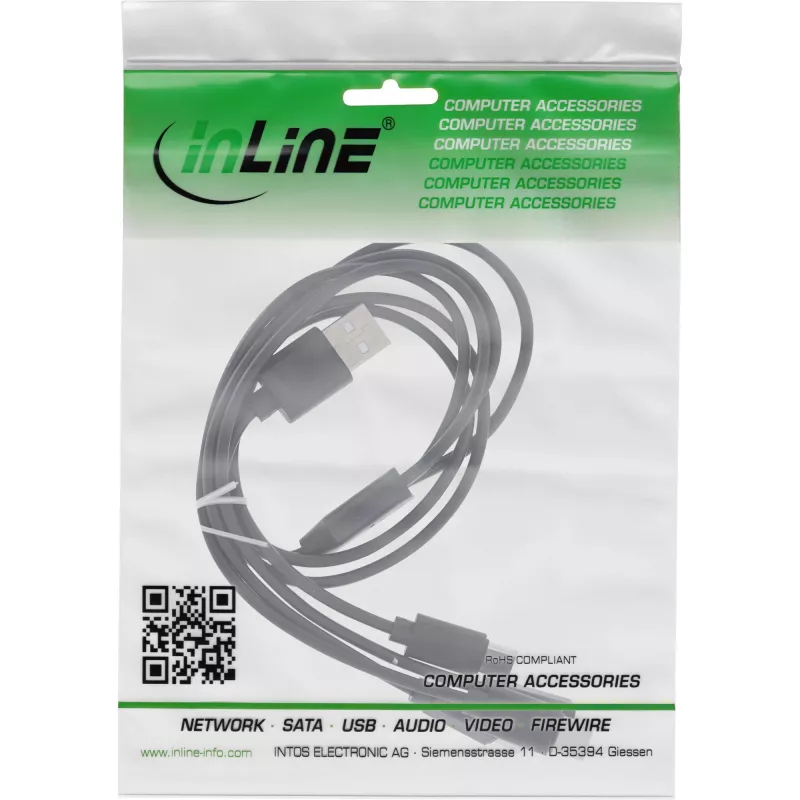 InLine USB 4in1 Y įkrovimo laidas, 1x USB-A kištukas į 4x USB-C kištukus, juodas 1m