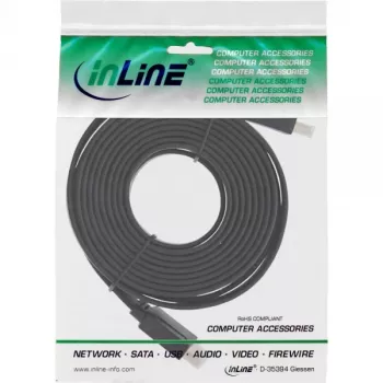 InLine HDMI plokščias kabelis High Speed su Ethernet auksuotas juodas 5m