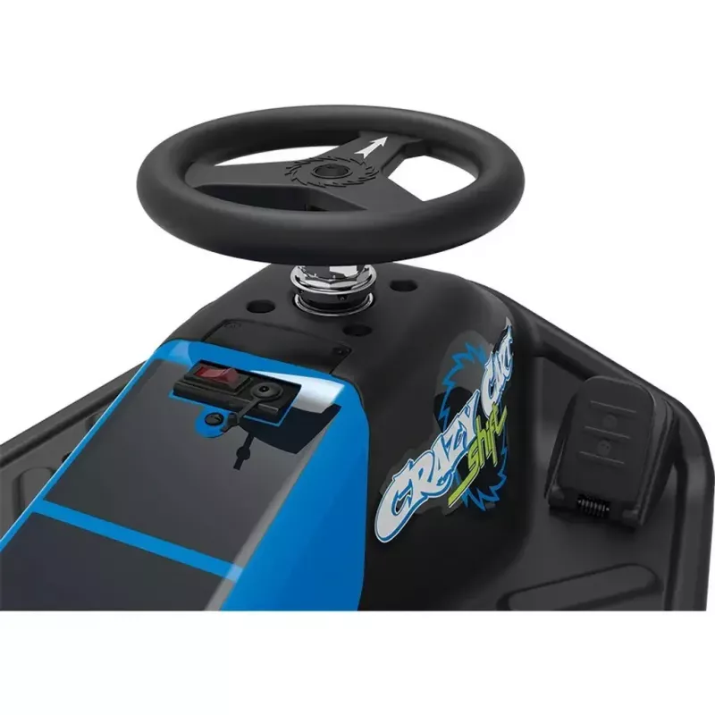 Elektrinis driftinis kartas Razor Crazy Cart Shift — mėlynas, 90 W variklis, 12 V baterija, iki 13 km/h, maks. 54 kg
