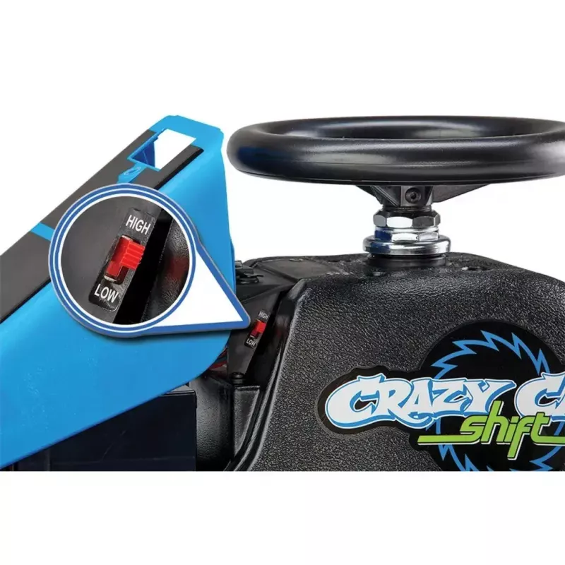 Elektrinis driftinis kartas Razor Crazy Cart Shift — mėlynas, 90 W variklis, 12 V baterija, iki 13 km/h, maks. 54 kg