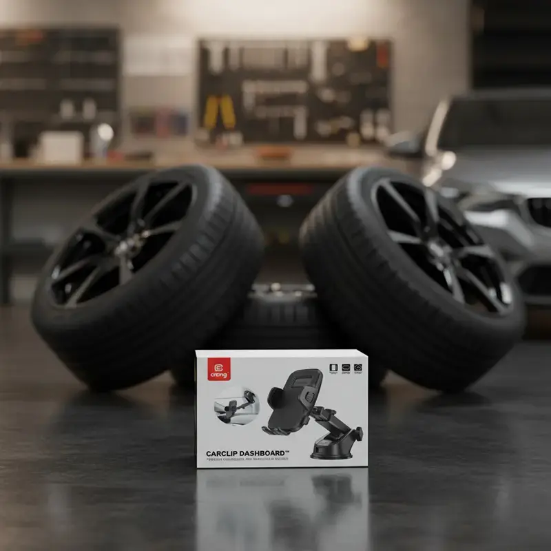 Crong Carclip laikiklis automobiliui ant prietaisų skydelio ir priekinio stiklo, pasyvus, išmaniesiems telefonams, juodas (anglies pluoštas)