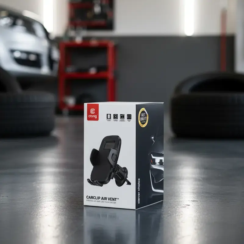 Crong Carclip Air Vent laikiklis telefonui į automobilio ventiliacijos groteles, juodos anglies spalvos
