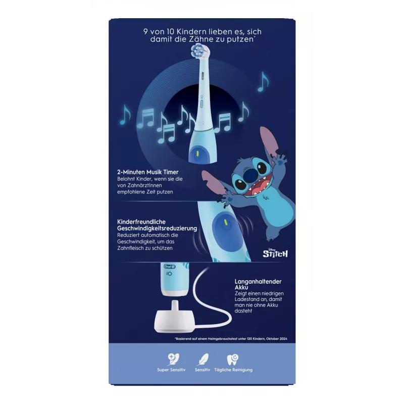 Vaikų besisukantis elektrinis dantų šepetėlis Oral-B iO Kids Stitch mėlynas