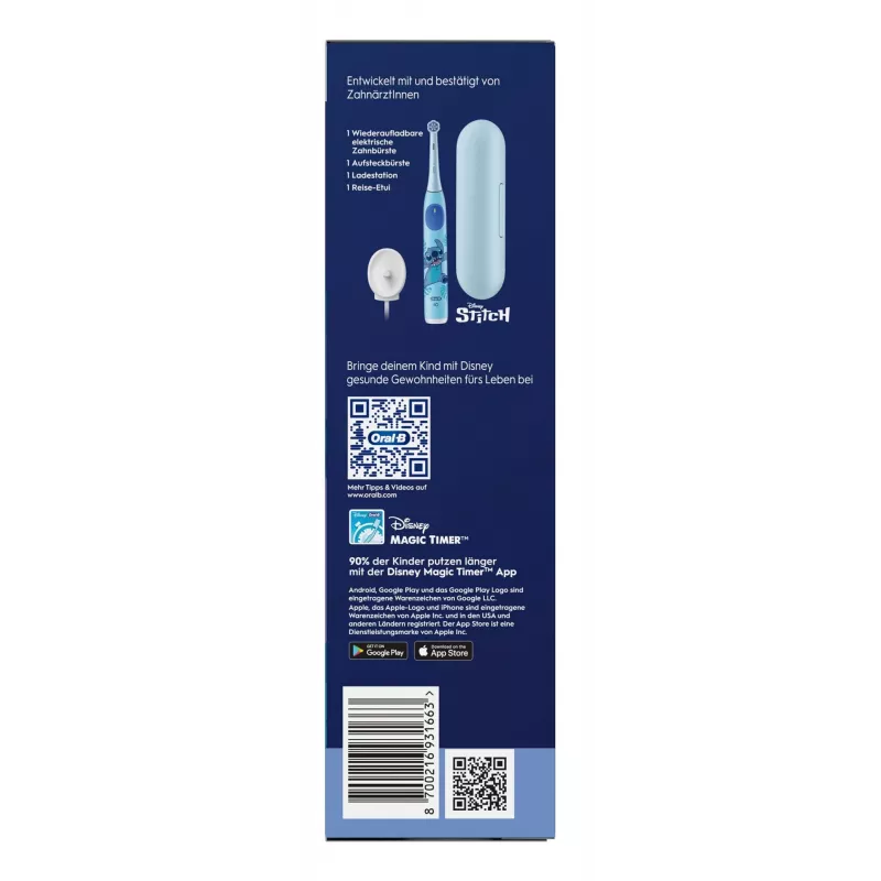 Vaikų besisukantis elektrinis dantų šepetėlis Oral-B iO Kids Stitch mėlynas