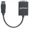 Manhattan DisplayPort į VGA HD15 keitiklio laidas, 15 cm, Kištukas į Lizdą, Aktyvus, DP su Užraktu, Juodas, Viso gyvenimo garantija, Atitikmuo DP2VGA2