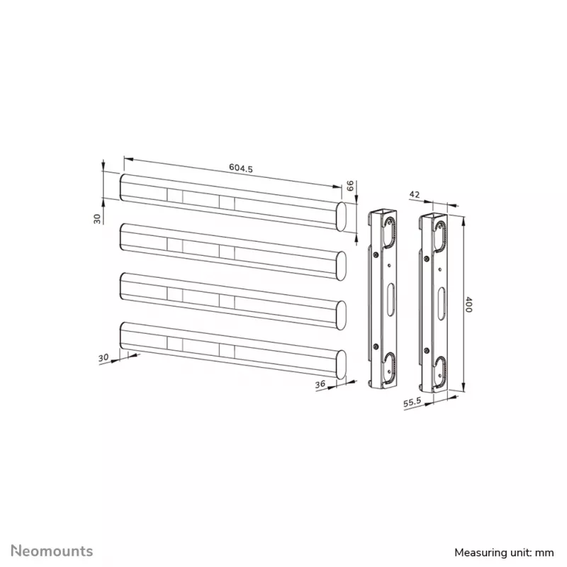 Neomounts AFL55-975BL VESA prailginimo rinkinys 86-115 colių - iki 160 kg