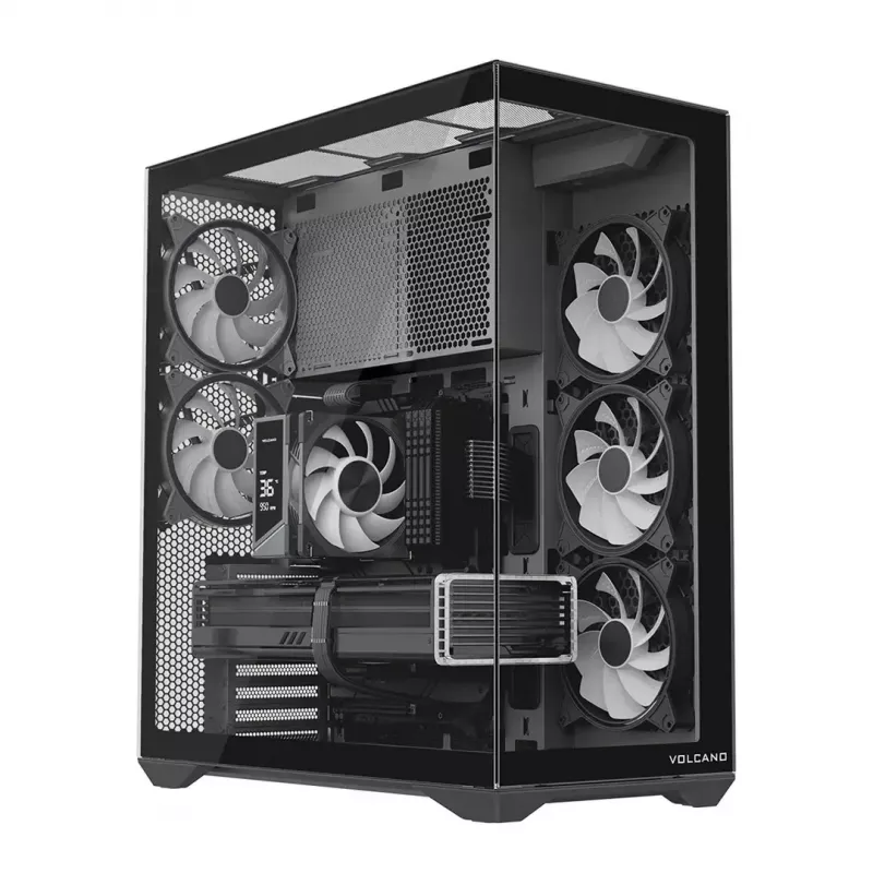 MODECOM Volcano SPACE XL ARGB Full Tower korpusas – E-ATX, grūdintas stiklas, ARGB, iki 440 mm GPU