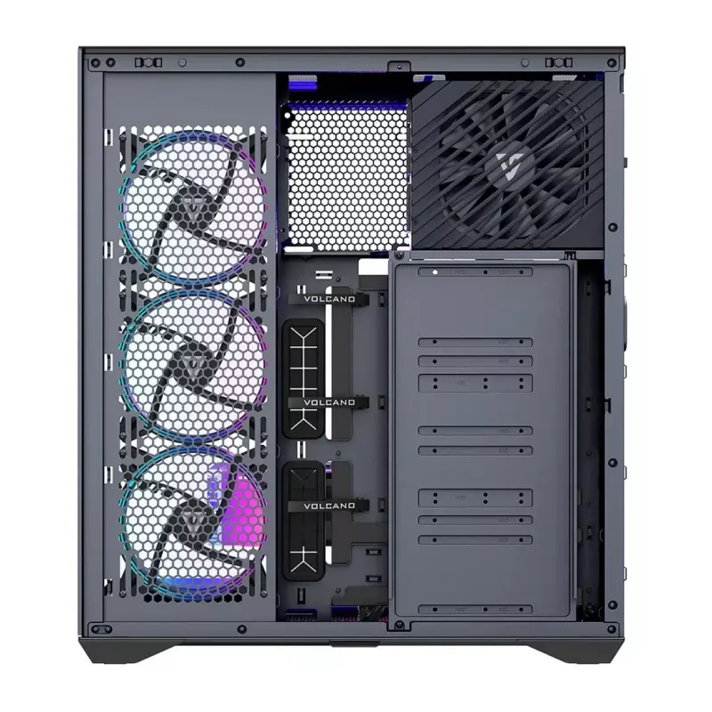 MODECOM Volcano SPACE XL ARGB Full Tower korpusas – E-ATX, grūdintas stiklas, ARGB, iki 440 mm GPU