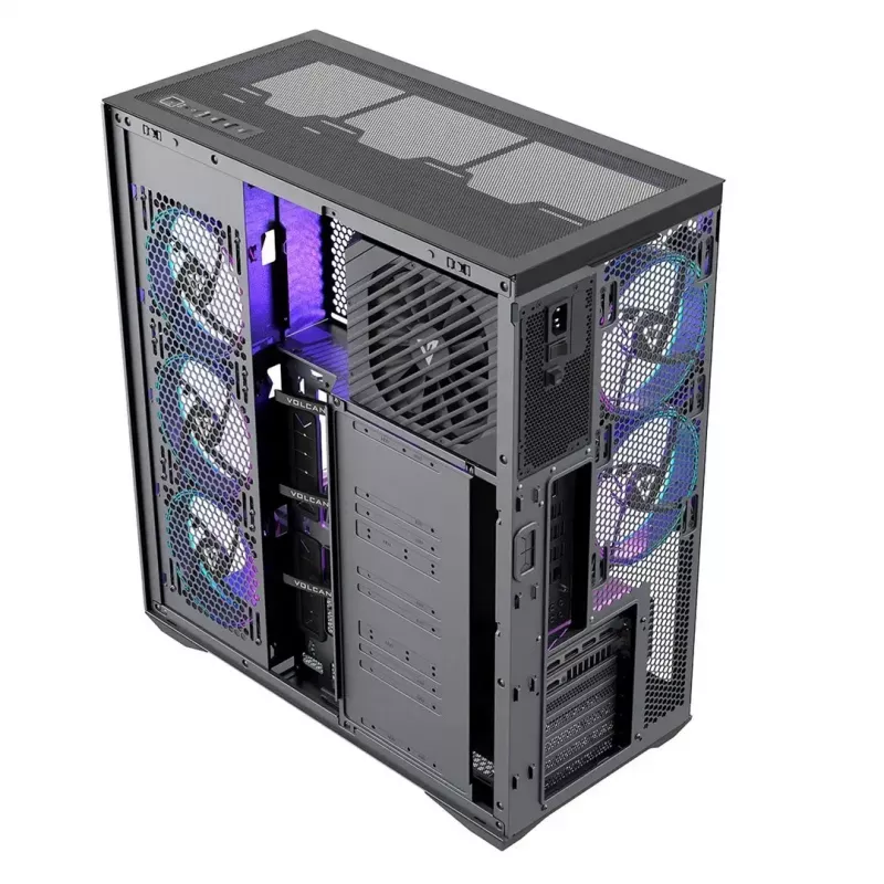 MODECOM Volcano SPACE XL ARGB Full Tower korpusas – E-ATX, grūdintas stiklas, ARGB, iki 440 mm GPU