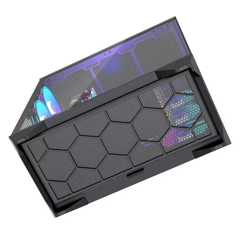 MODECOM Volcano SPACE XL ARGB Full Tower korpusas – E-ATX, grūdintas stiklas, ARGB, iki 440 mm GPU